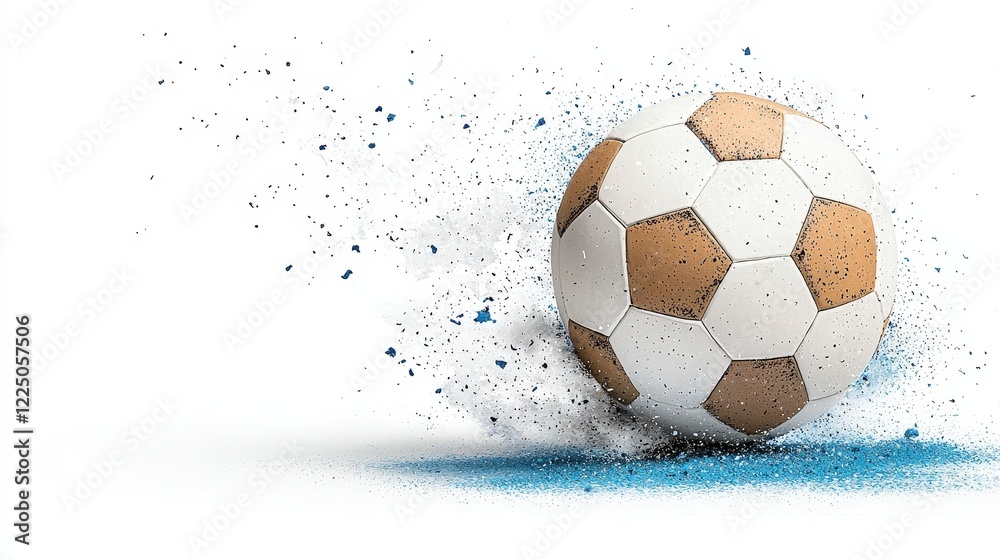 Fototapeta premium Soccer Ball with Dust and Motion Blur on Light Background Highlighting Sport Dynamics