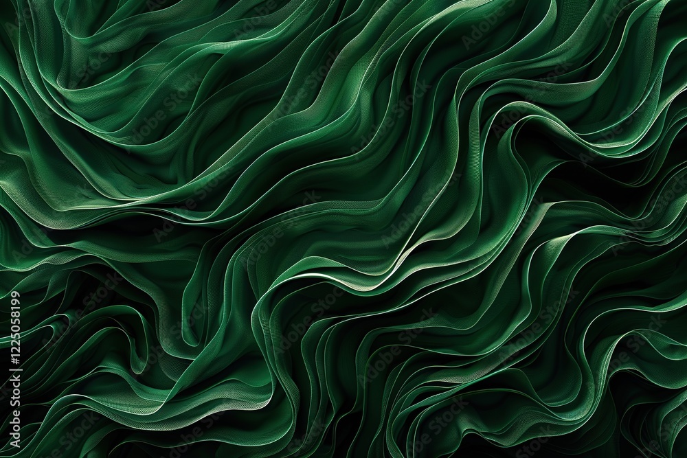 Obraz premium Abstract background with green and black wavy layers, Ai generated