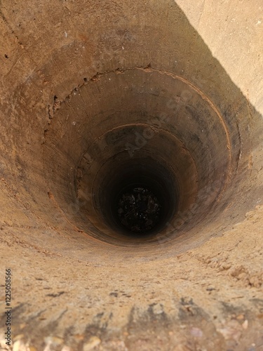 interno di un pozzo secco in Benin, Africa