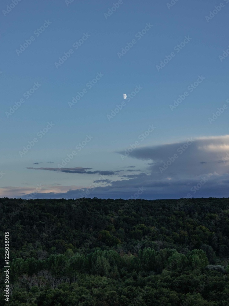 Moon over the mountains and forest Moon over the mountains and forest