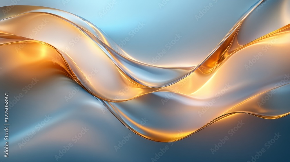 Naklejka premium Elegant abstract design of soft flowing gold and blue light merging into a modern premium gradient 
