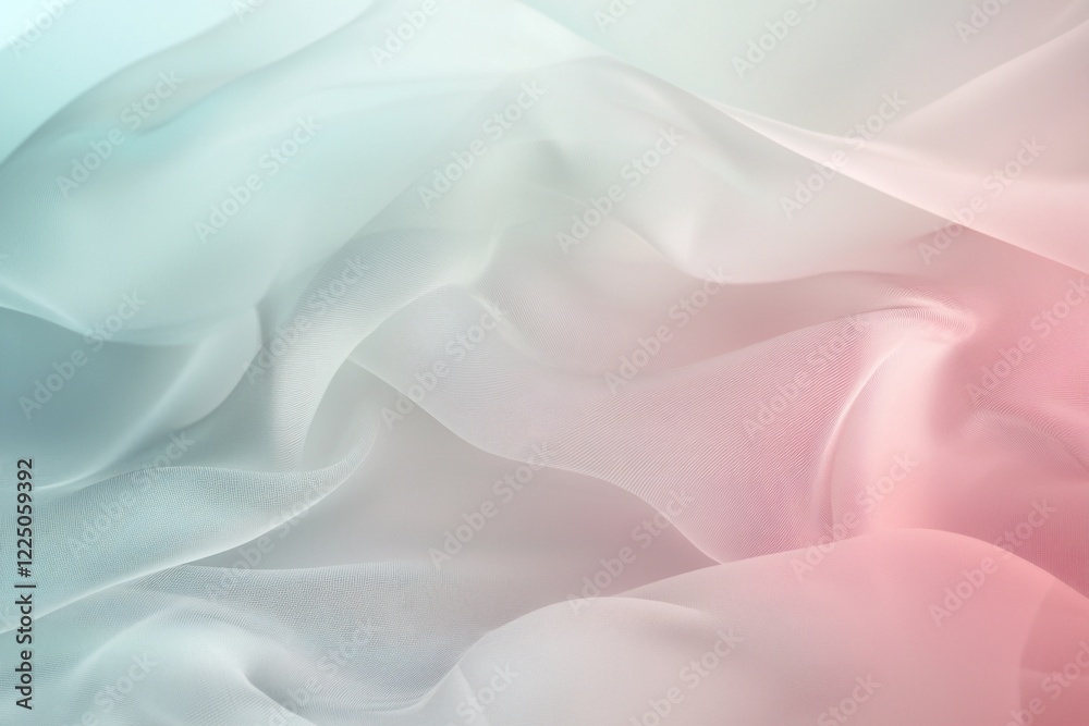 Fototapeta premium Soft, flowing fabric in pastel shades of pink and blue, creating a serene backdrop for design