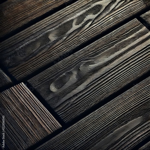 Close-up view of a dark, seemingly aged wooden surface
 photo