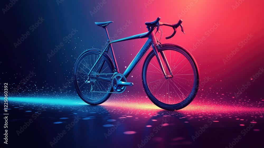 Fototapeta premium Modern Low-Poly Road Bike Design with Minimalist Background