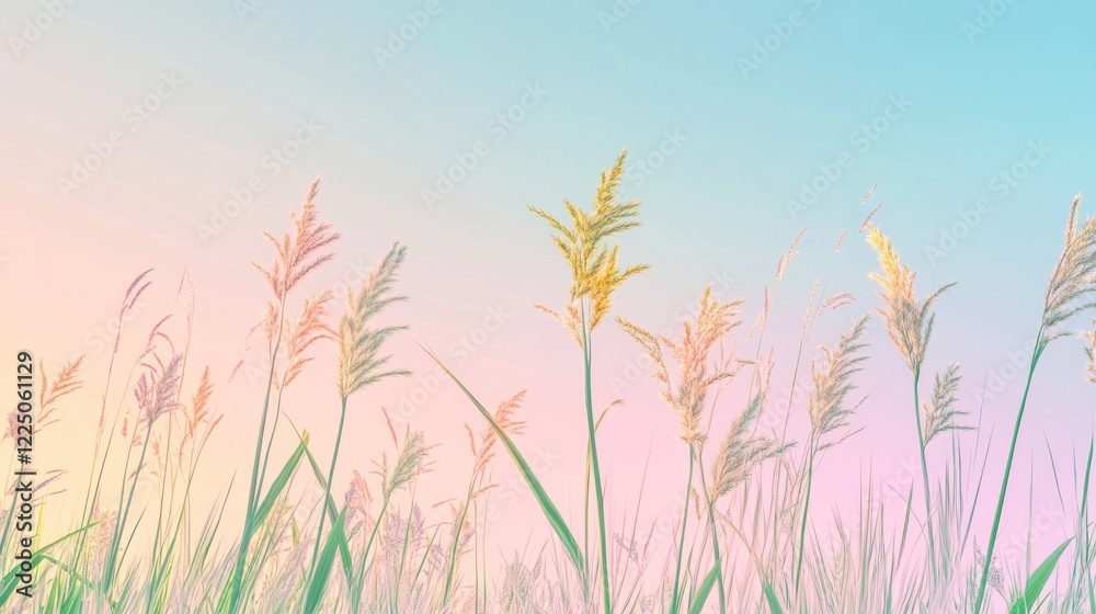 Pastel Sunset Meadow: Serene Grassland at Golden Hour Pastel Sunset Meadow: Serene Grassland at Golden Hour