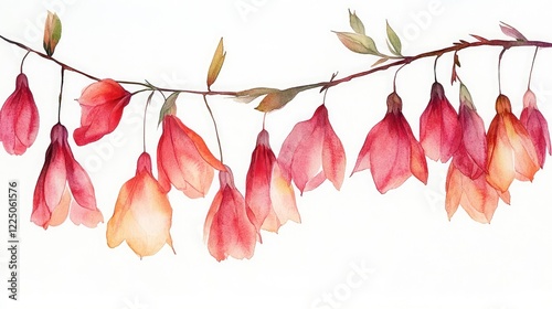 Elegant Watercolor Illustration of Hanging Lydian Broom Flowers photo