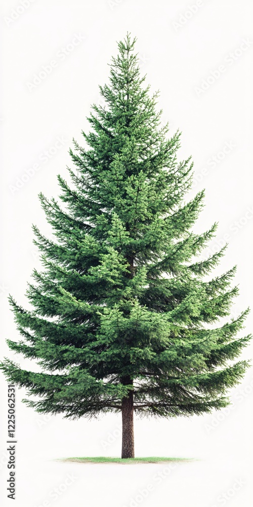 Obraz premium Majestic Evergreen Tree Isolated on White Background Perfect for Nature Designs and Holiday Themes