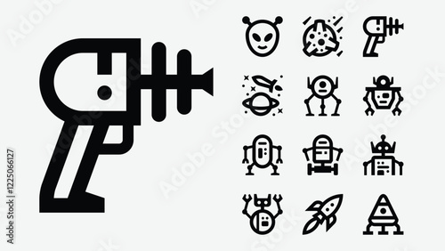 Minimalist Science Fiction Sci-Fi Solid Icons