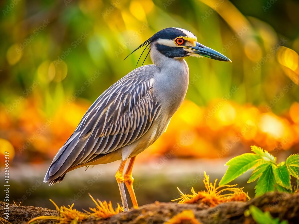 Obraz premium Yellow-crowned Night Heron Ground Perch - Vertical Wildlife Photo