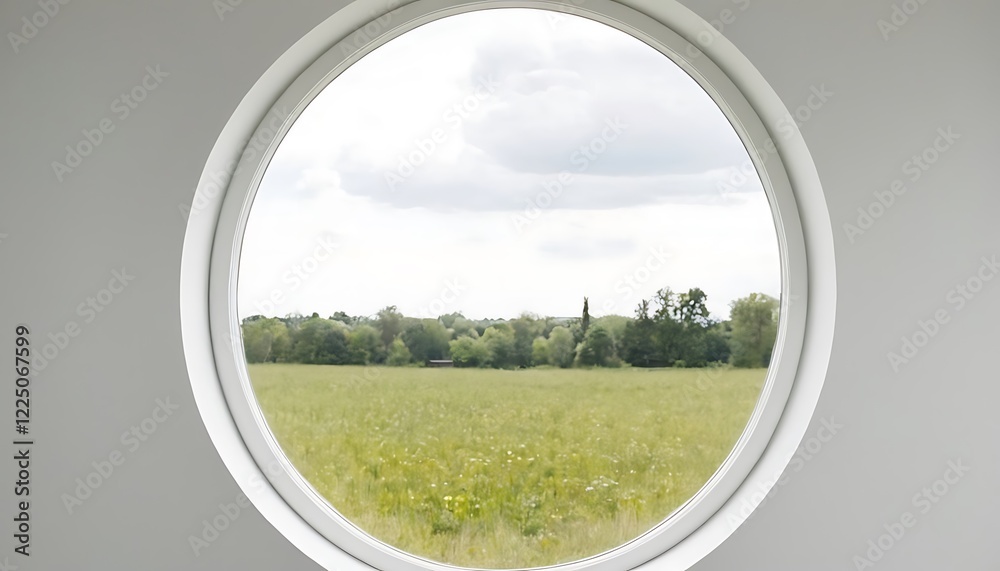 Fototapeta premium white circle window frame isolated on white background,window, aged, cut out, gold, image, mirror, no people, open, oval, painting, photography, picture,8894