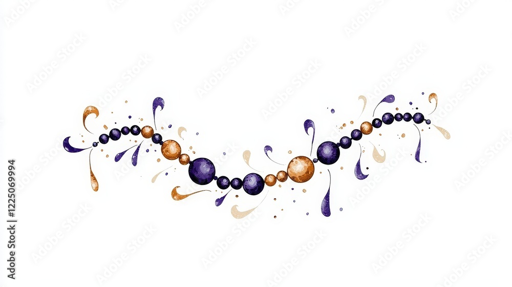 Fototapeta premium Decorative Watercolor Swirl with Colorful Circles and Splashes on a White Background