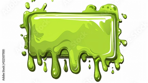 Vibrant Cartoon Slime Frame with Green Mucus Dripping and Sticky Slimy Texture photo