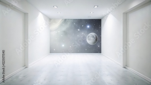 Modern Interior with Space-Themed Mural