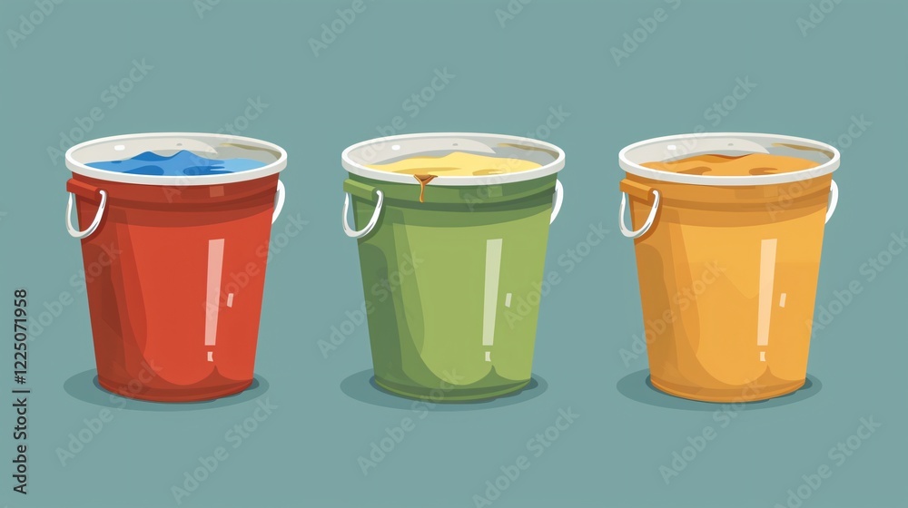 Professional Wall Paint Buckets Repair Icon Renovation Sign Cartoo Professional Wall Paint Buckets Repair Icon Renovation Sign Cartoo