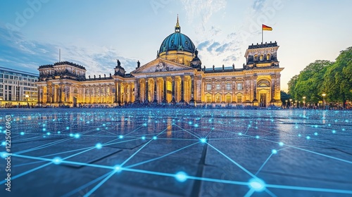 Wallpaper Mural Historic Architecture Meets Digital Innovation Reichstag Building with Technology Overlay, Berlin Torontodigital.ca