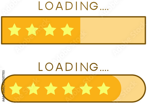 Cute star loading progress.
Yellow UI UX loading bar vector.
