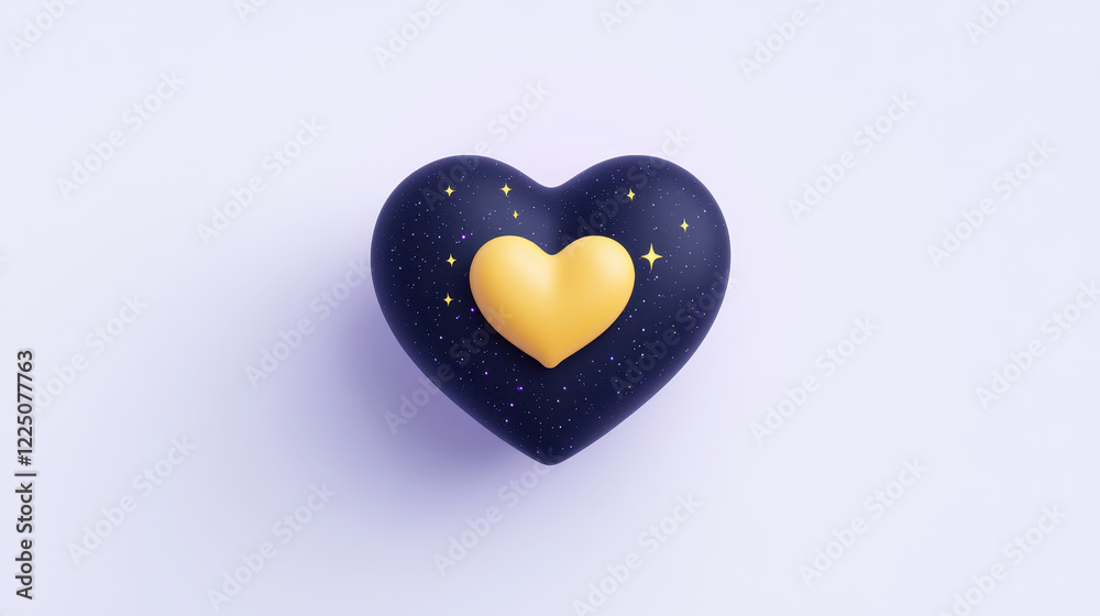 Fototapeta premium glowing heart with stars on dark background, symbolizing love and warmth