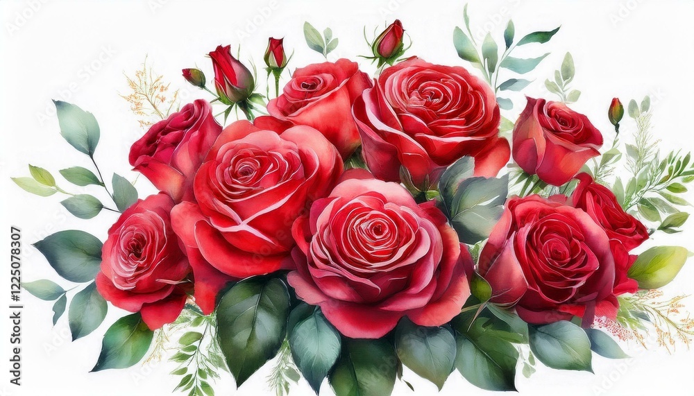 Obraz premium 薔薇の花束 水彩画イラスト