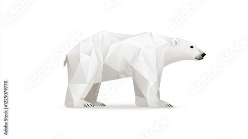 Polygonal Polar Bear in Abstract Style with White Background for Modern Design Projects