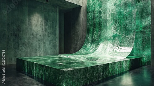 A minimalist green marble slab.