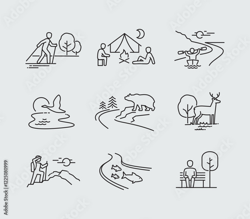 People Activity Nature Vector Line Icons