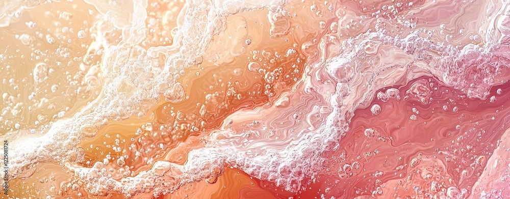 Fototapeta premium Subtle Water Refraction with Colorful Bubbles and Soft Waves on a Blurred Background