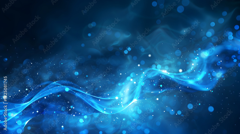 Abstract blue waves with glowing particles create a dynamic and soothing visual effect. Abstract blue waves with glowing particles create a dynamic and soothing visual effect.