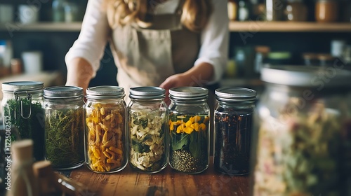 A herbalist organizing natural remedies for bacterial infection treatment