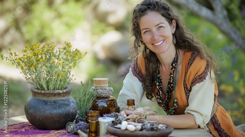 A herbalist mixing natural ingredients for anxiety treatment