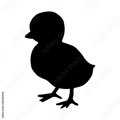 Silhouette little chick. Black silhouette of chick or nestling vector illustration isolated on white