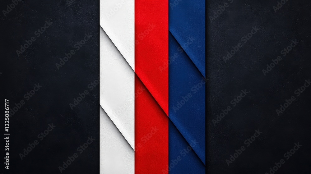 Fototapeta premium Elegant Abstract Design with Red, White, and Blue Ribbons on Dark Background