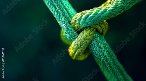 A closer view of a green ethernet ribbon found safely tied to a network