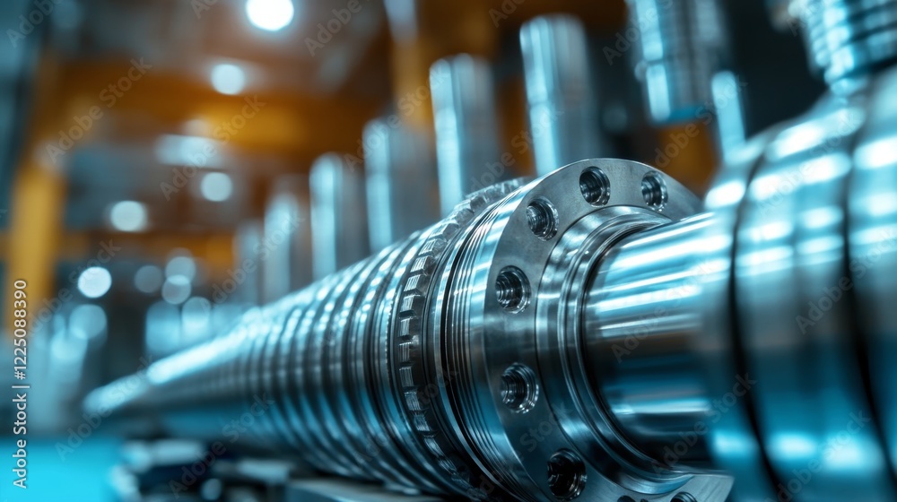 Fototapeta premium Close Up View of Interlocking Metal Gears and Machinery Components in Industrial Setting
