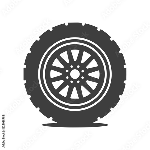 Vehicle Tire Icon with a Unique Rim Design