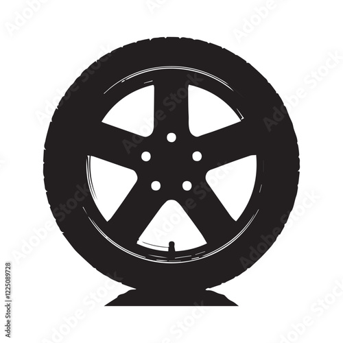 Vehicle Tire Icon with a Unique Rim Design