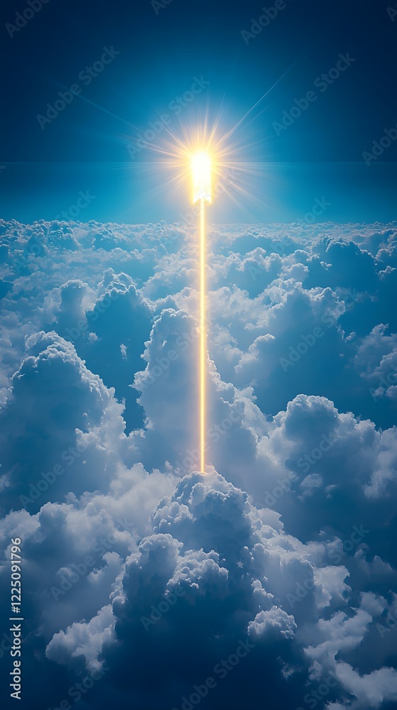 Fototapeta premium Glowing Arrow Cutting Through a Radiant Sky – Symbol of Progress and Direction
