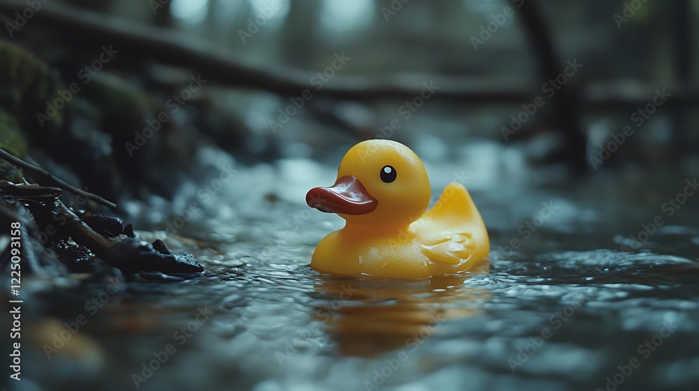 At the water is a yellow rubbery ducks At the water is a yellow rubbery ducks