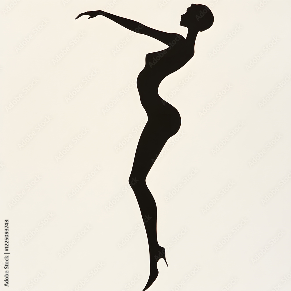 Fototapeta premium Silhouette of an Elegant Woman Posing in a Dynamic Yoga Posture