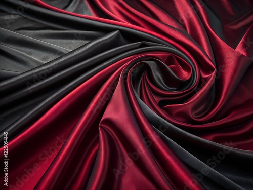 Luxurious Red and Black Satin Fabric Drape