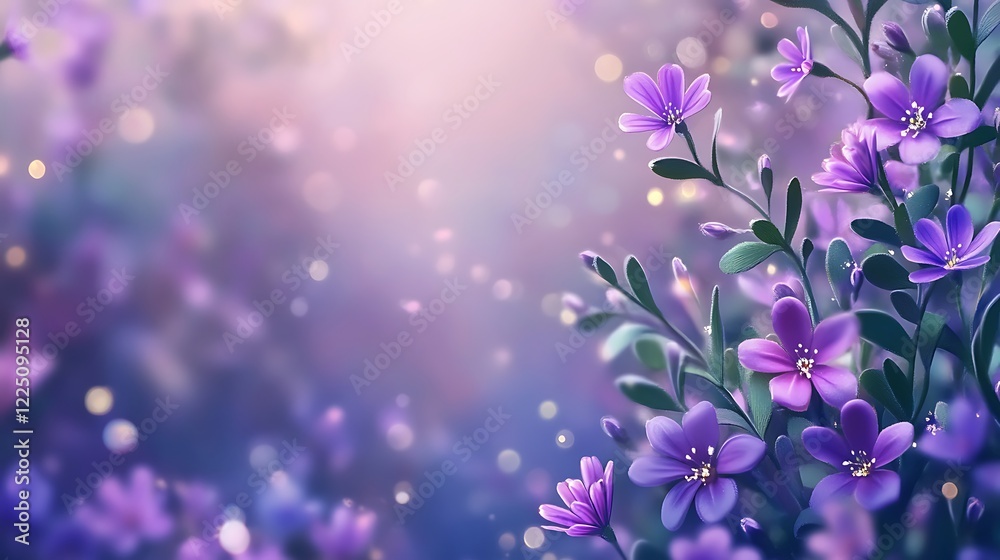 Fototapeta premium Beautiful purple flowers in spring summer garden on blurry bokeh background
