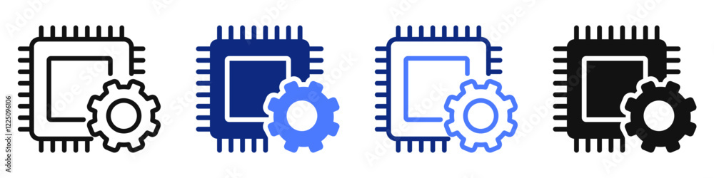 Vector icon or logo of cpu chip related to computer technology, electronics, artificial intelligence. Symbol for website or app ui, logo design, illustration Vector icon or logo of cpu chip related to computer technology, electronics, artificial intelligence. Symbol for website or app ui, logo design, illustration