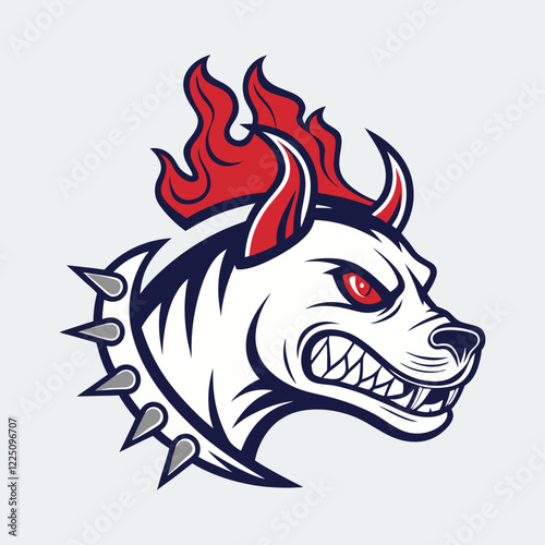 Wallpaper Mural Aggressive Devil Dog Mascot Illustration in Bold Cartoon Style Red and White Torontodigital.ca