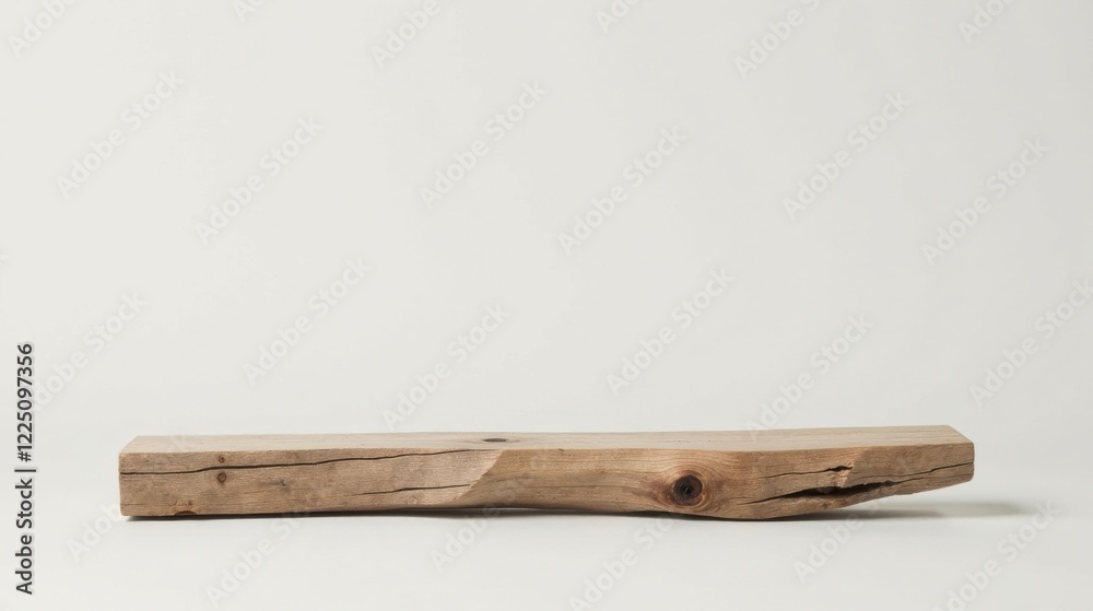 Rustic Weathered Wood Slab Isolated on White Background, Perfect for Product Display or Design Elements Rustic Weathered Wood Slab Isolated on White Background, Perfect for Product Display or Design Elements
