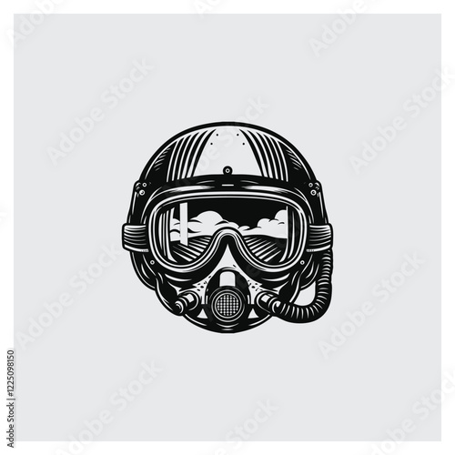 Air Force Tactical Flight Badge, Fighter Pilot Helmet Logo vector template
