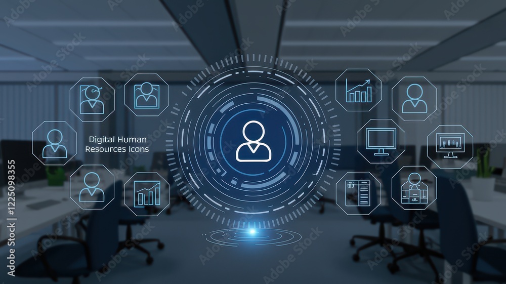 Fototapeta premium Digital Human Resources System Interface Icons