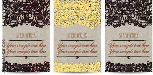 Steampunk Blank Pack Holiday Party Edwardian Victorian Style. Vector