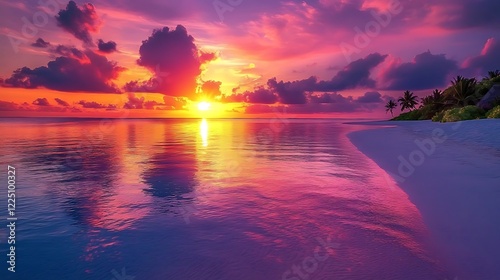 A breathtaking sunset over the Maldives