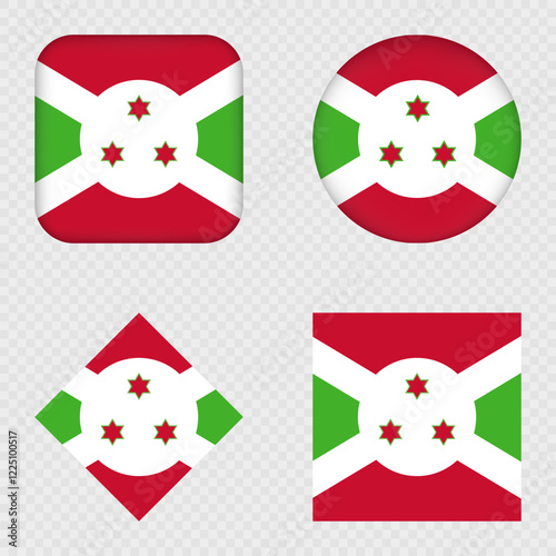 Burundi Flag Icons Pack. Vector illustration.