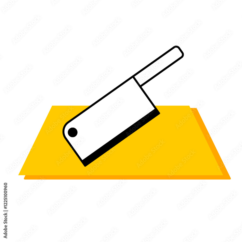 vector knife on yellow cutting board isolate vector knife on yellow cutting board isolate