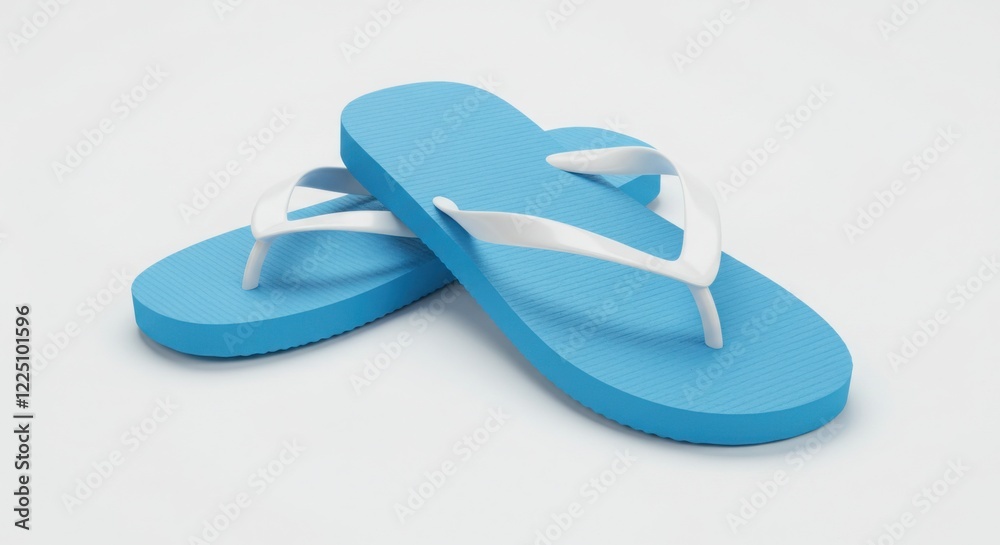 Light Blue Flip Flops on White Background Light Blue Flip Flops on White Background